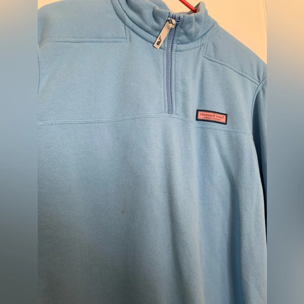 Vineyard Vines Martha’s Vineyard Men’s Light Blue Quarter Zip Sweater - Sz Small - Picture 3 of 6
